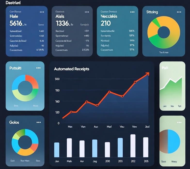 digital dashboard showing automated receipts and service reports